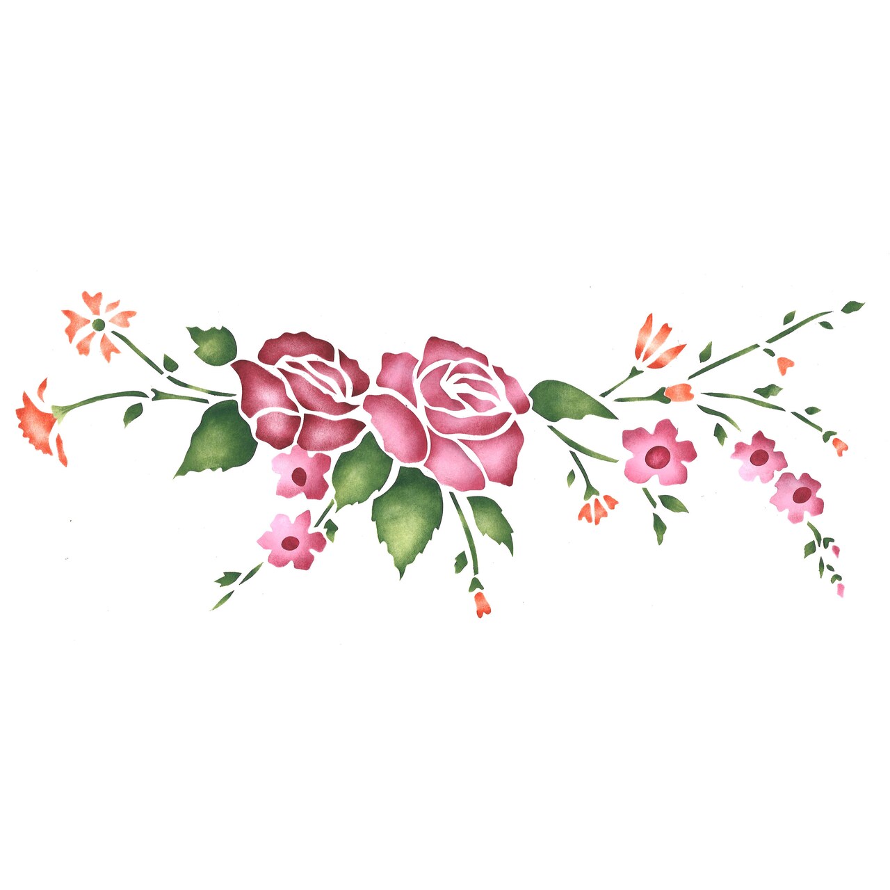 Rose Spray Wall Stencil Border | 057 by Designer Stencils | Floral Stencils | Reusable Art Craft Stencils for Painting on Walls, Canvas, Wood | Reusable Plastic Paint Stencil for Home Makeover | Easy to Use & Clean Art Stencil